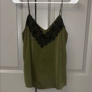 Olive Green Lace Trim Cami Top